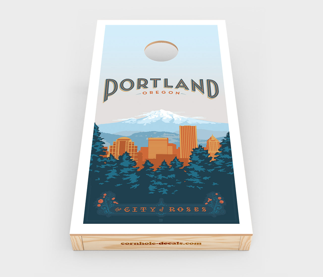 City of Roses: Portland, Oregon Cornhole Wrap Design