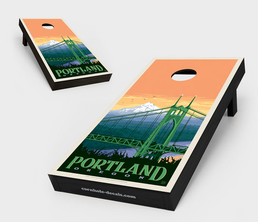 St. Johns Bridge: Portland, Oregon Cornhole Board Set