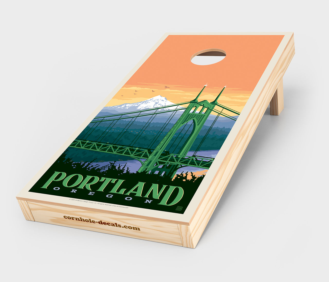 St. Johns Bridge: Portland, Oregon Cornhole Wrap Design