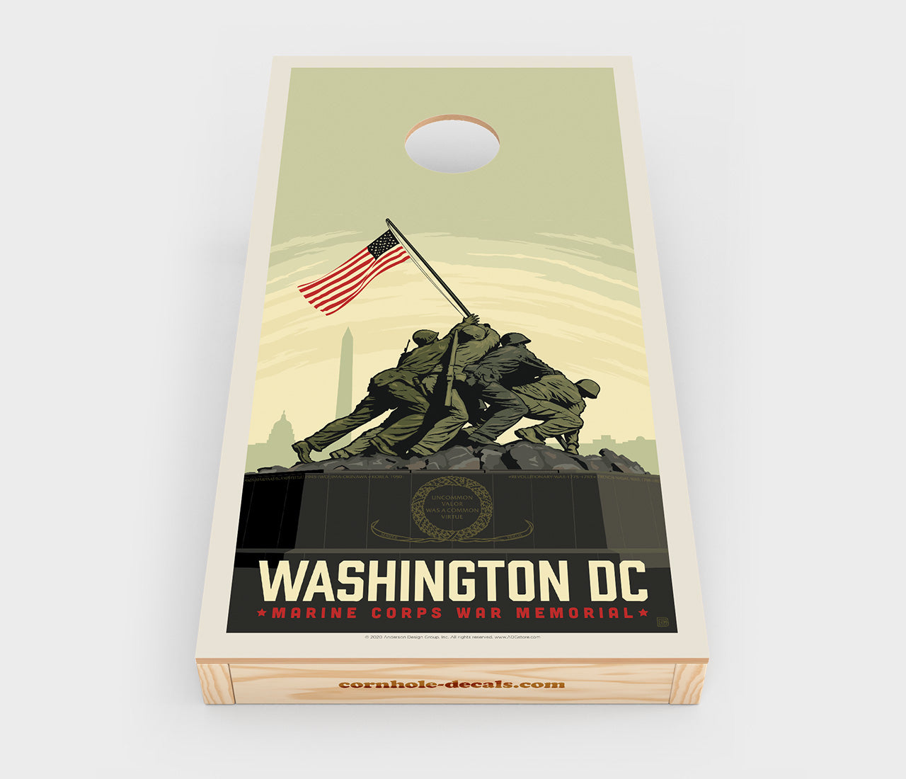 US Marine Corps War Memorial Cornhole Wrap Design